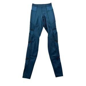 Lululemon Just Breathe Legging Size 2 Alberta Lake Blue Mesh Yoga Gym Stretch